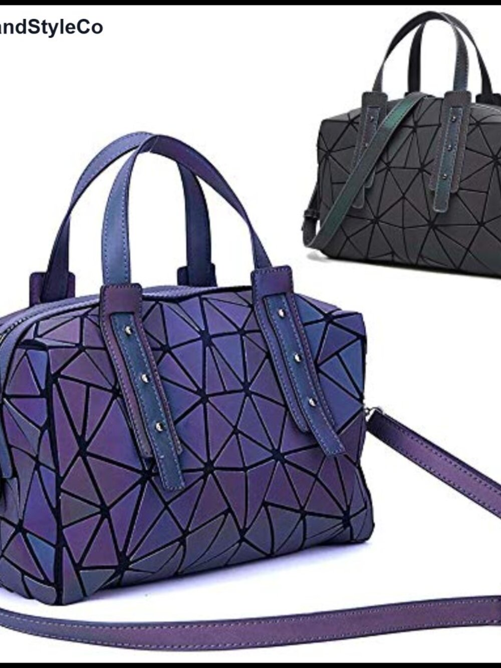 Geometric Luminous Satchel Top Handle Crossbody Shoulder Bag